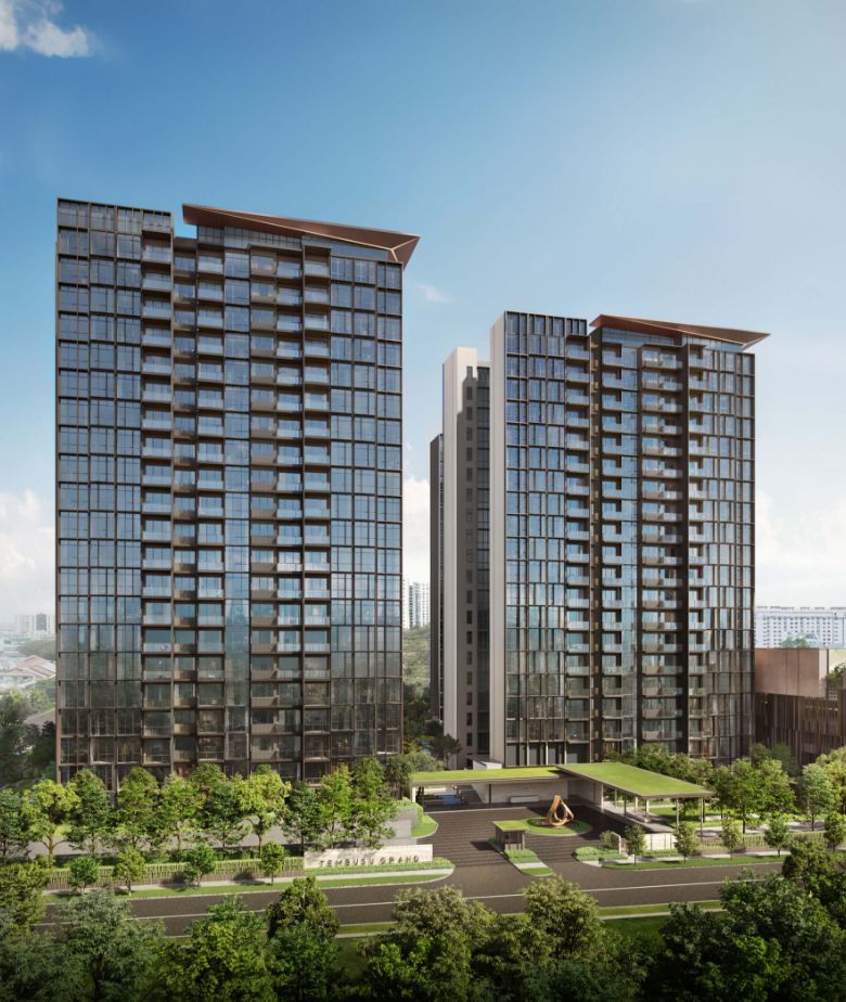 Tembusu Grand is elegantly designed, with green spaces for upscale living.