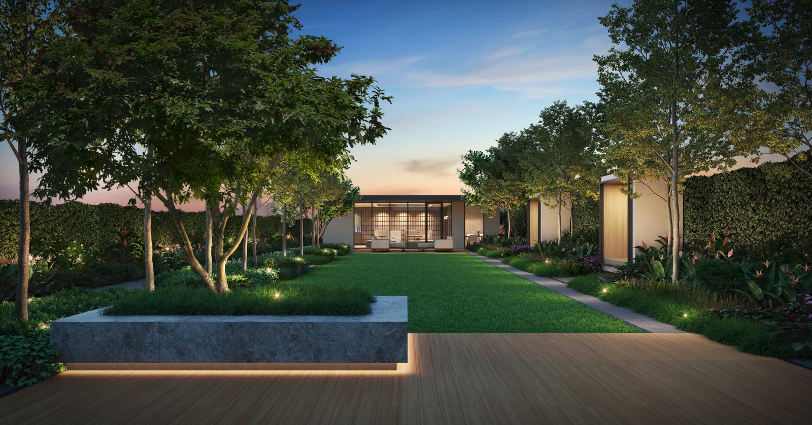 Luxury garden retreat at Tembusu Grand's leisure lawn