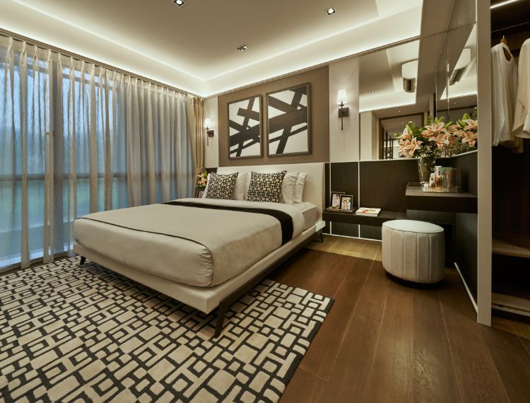 Selected units with a bedroom feature a purpose-designed accessories cabinet.